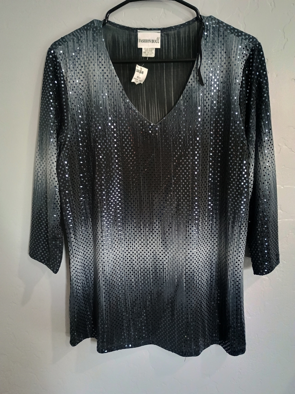 Fashion Bug Black Sequin V-Neck Tunic